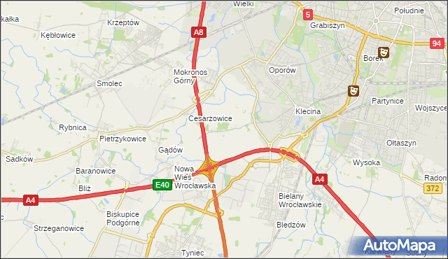 mapa Zabrodzie gmina Kąty Wrocławskie, Zabrodzie gmina Kąty Wrocławskie na mapie Targeo