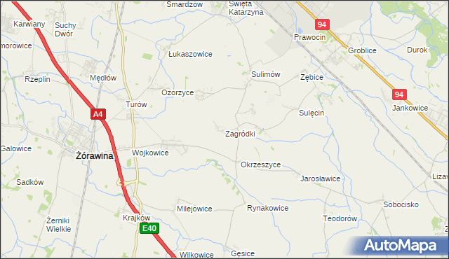 mapa Zagródki gmina Żórawina, Zagródki gmina Żórawina na mapie Targeo