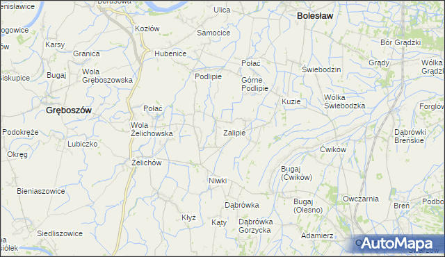 mapa Zalipie gmina Olesno, Zalipie gmina Olesno na mapie Targeo