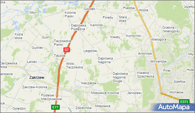 mapa Dąbrówka Nagórna, Dąbrówka Nagórna na mapie Targeo