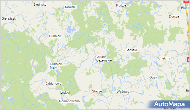 mapa Golubie Wężewskie, Golubie Wężewskie na mapie Targeo
