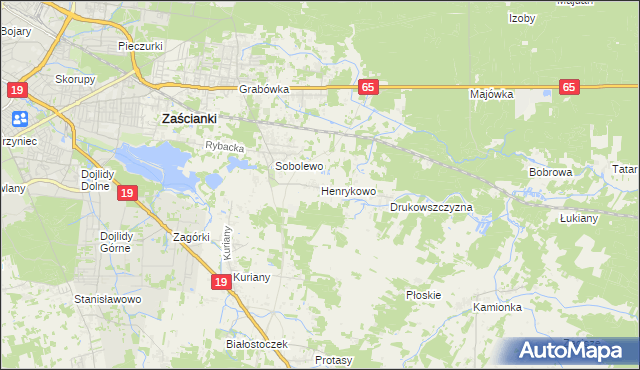 mapa Henrykowo gmina Supraśl, Henrykowo gmina Supraśl na mapie Targeo