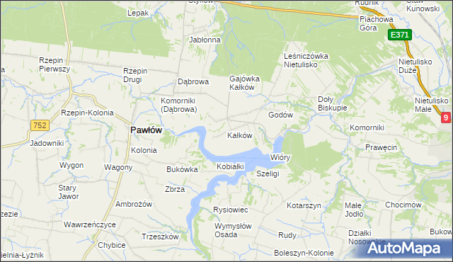 mapa Kałków gmina Pawłów, Kałków gmina Pawłów na mapie Targeo