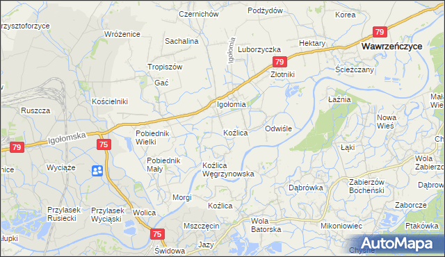 mapa Koźlica, Koźlica na mapie Targeo