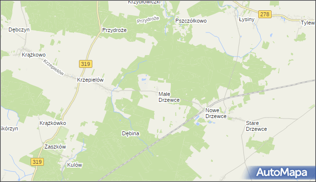 mapa Małe Drzewce, Małe Drzewce na mapie Targeo