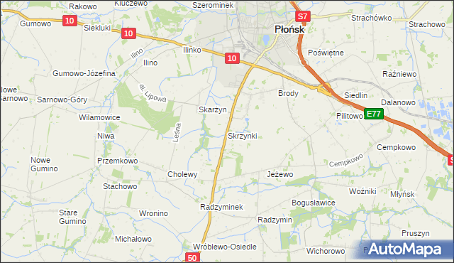 mapa Skrzynki gmina Płońsk, Skrzynki gmina Płońsk na mapie Targeo