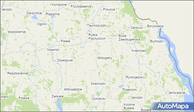 mapa Widugiery, Widugiery na mapie Targeo