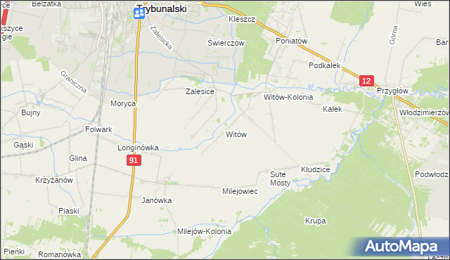 mapa Witów gmina Sulejów, Witów gmina Sulejów na mapie Targeo