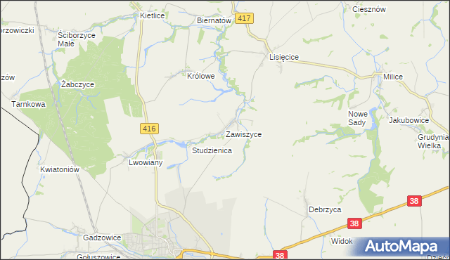 mapa Zawiszyce, Zawiszyce na mapie Targeo