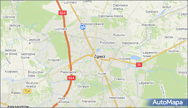 mapa Zgierz, Zgierz na mapie Targeo