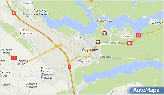 mapa Augustów, Augustów na mapie Targeo