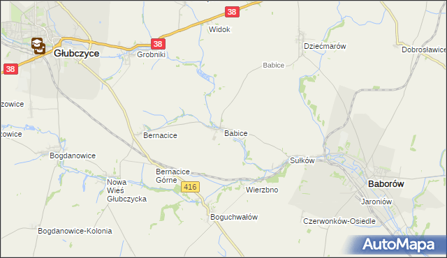 mapa Babice gmina Baborów, Babice gmina Baborów na mapie Targeo