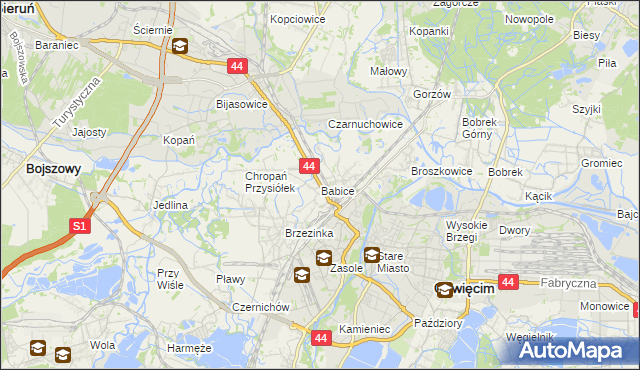 mapa Babice gmina Oświęcim, Babice gmina Oświęcim na mapie Targeo