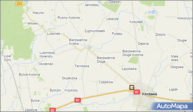 mapa Bierzwienna Długa, Bierzwienna Długa na mapie Targeo