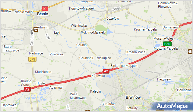 mapa Biskupice gmina Brwinów, Biskupice gmina Brwinów na mapie Targeo