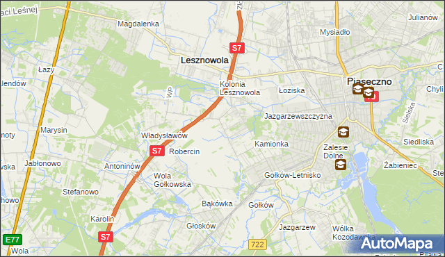 mapa Bobrowiec gmina Piaseczno, Bobrowiec gmina Piaseczno na mapie Targeo