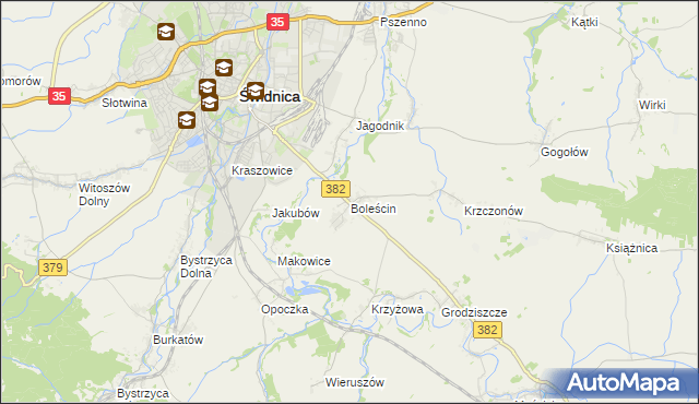 mapa Boleścin gmina Świdnica, Boleścin gmina Świdnica na mapie Targeo