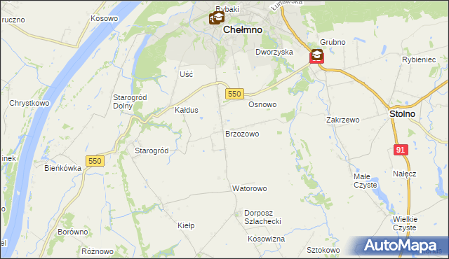 mapa Brzozowo gmina Kijewo Królewskie, Brzozowo gmina Kijewo Królewskie na mapie Targeo