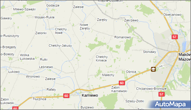 mapa Chełchy Kmiece, Chełchy Kmiece na mapie Targeo