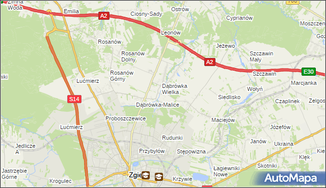 mapa Dąbrówka-Sowice, Dąbrówka-Sowice na mapie Targeo