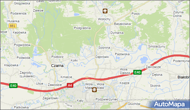 mapa Dąbrówki gmina Czarna, Dąbrówki gmina Czarna na mapie Targeo