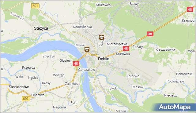 mapa Dęblin, Dęblin na mapie Targeo