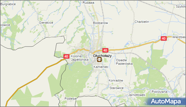 mapa Głuchołazy, Głuchołazy na mapie Targeo