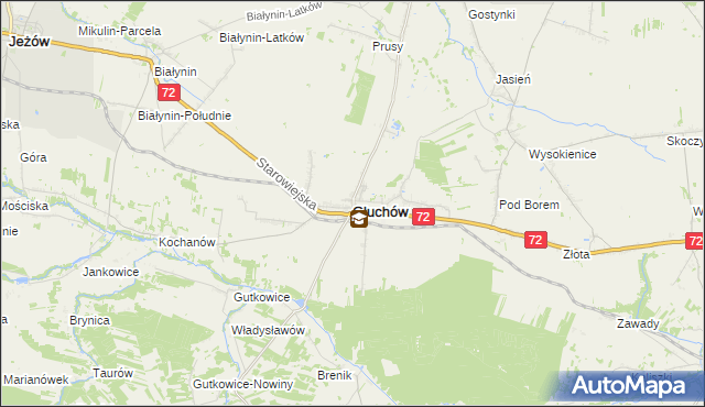 mapa Głuchów powiat skierniewicki, Głuchów powiat skierniewicki na mapie Targeo