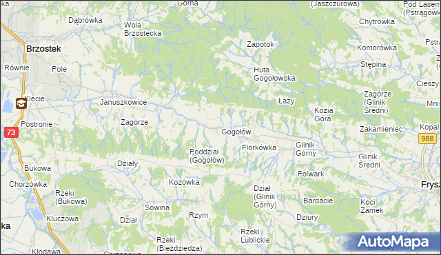 mapa Gogołów gmina Frysztak, Gogołów gmina Frysztak na mapie Targeo