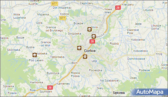 mapa Gorlic, Gorlice na mapie Targeo