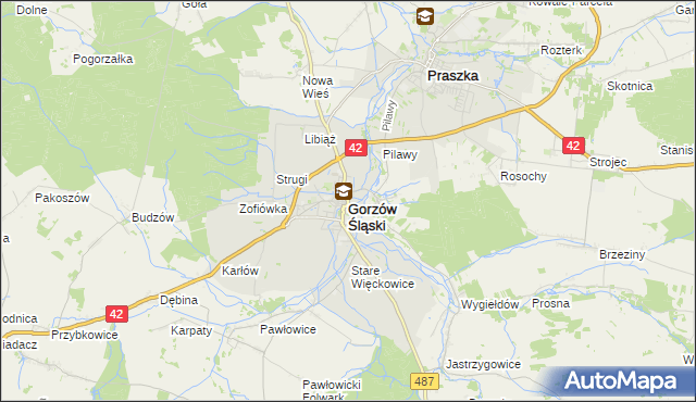 mapa Gorzów Śląski, Gorzów Śląski na mapie Targeo