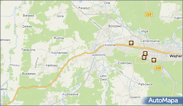 mapa Gościcino, Gościcino na mapie Targeo