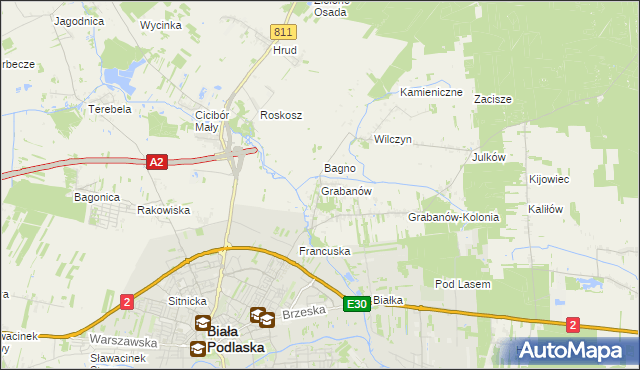 mapa Grabanów, Grabanów na mapie Targeo