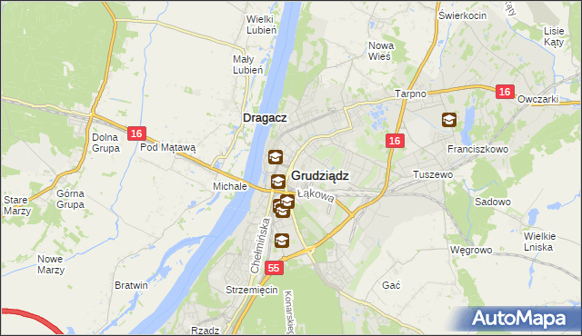 mapa Grudziądza, Grudziądz na mapie Targeo