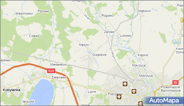 mapa Grzędzice, Grzędzice na mapie Targeo
