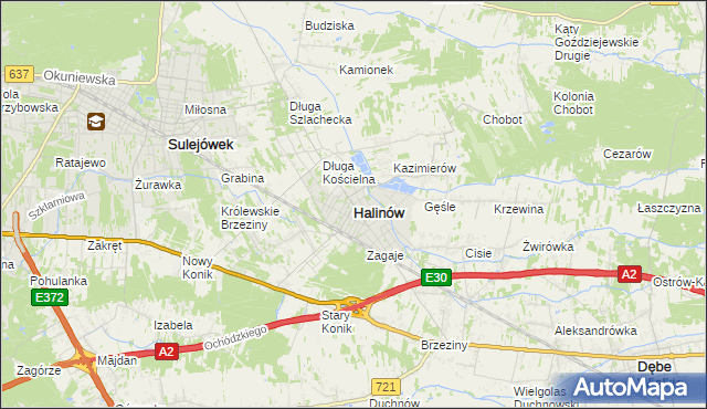mapa Halinów powiat miński, Halinów powiat miński na mapie Targeo