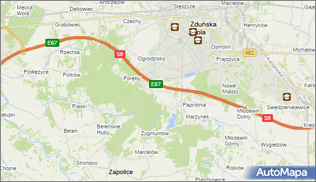 mapa Holendry gmina Zapolice, Holendry gmina Zapolice na mapie Targeo