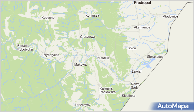 mapa Huwniki, Huwniki na mapie Targeo