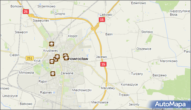 mapa Jacewo, Jacewo na mapie Targeo