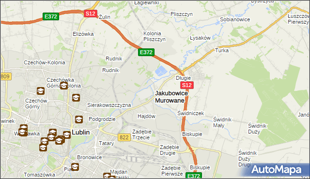 mapa Jakubowice Murowane, Jakubowice Murowane na mapie Targeo