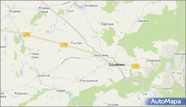 mapa Jaraczewo gmina Szydłowo, Jaraczewo gmina Szydłowo na mapie Targeo