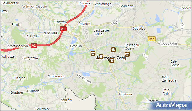 mapa Jastrzębie-Zdrój, Jastrzębie-Zdrój na mapie Targeo