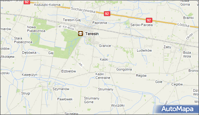 mapa Kaski gmina Baranów, Kaski gmina Baranów na mapie Targeo