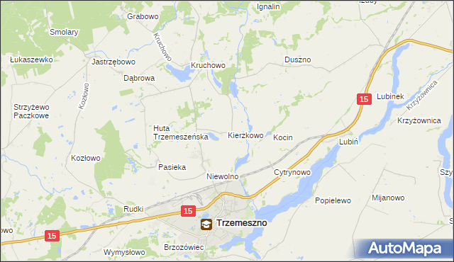 mapa Kierzkowo gmina Trzemeszno, Kierzkowo gmina Trzemeszno na mapie Targeo