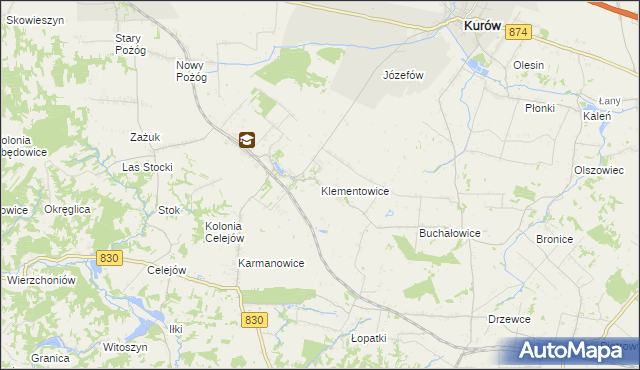 mapa Klementowice, Klementowice na mapie Targeo