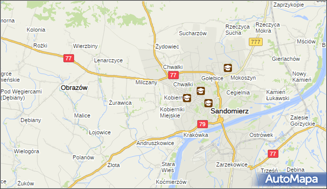 mapa Kobierniki gmina Samborzec, Kobierniki gmina Samborzec na mapie Targeo