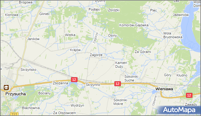 mapa Komorów gmina Wieniawa, Komorów gmina Wieniawa na mapie Targeo