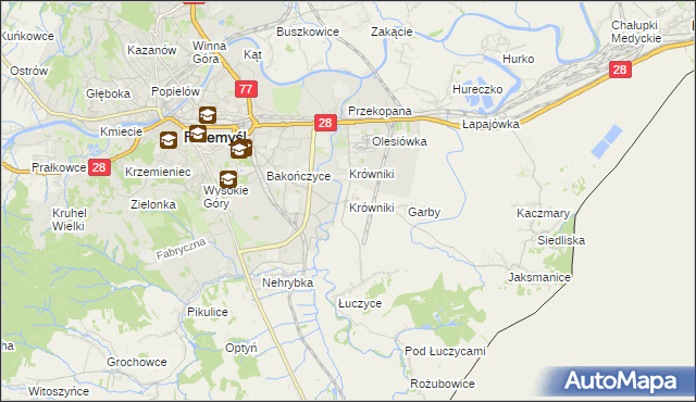 mapa Krówniki gmina Przemyśl, Krówniki gmina Przemyśl na mapie Targeo