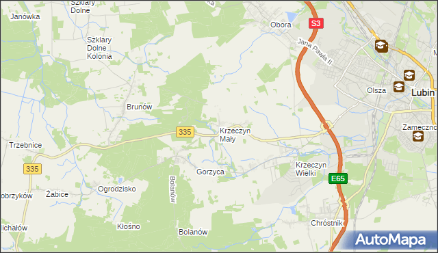 mapa Krzeczyn Mały, Krzeczyn Mały na mapie Targeo
