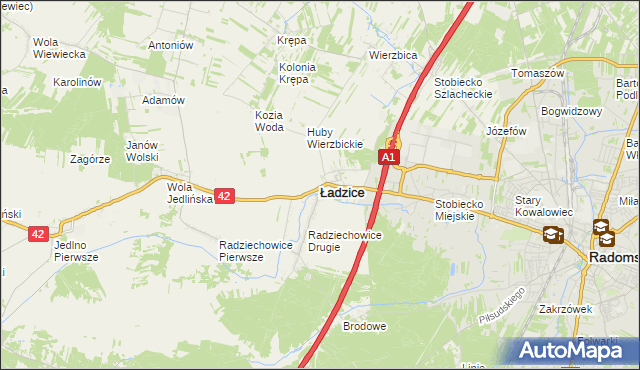 mapa Ładzice, Ładzice na mapie Targeo